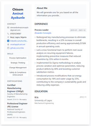 Modern resume template preview